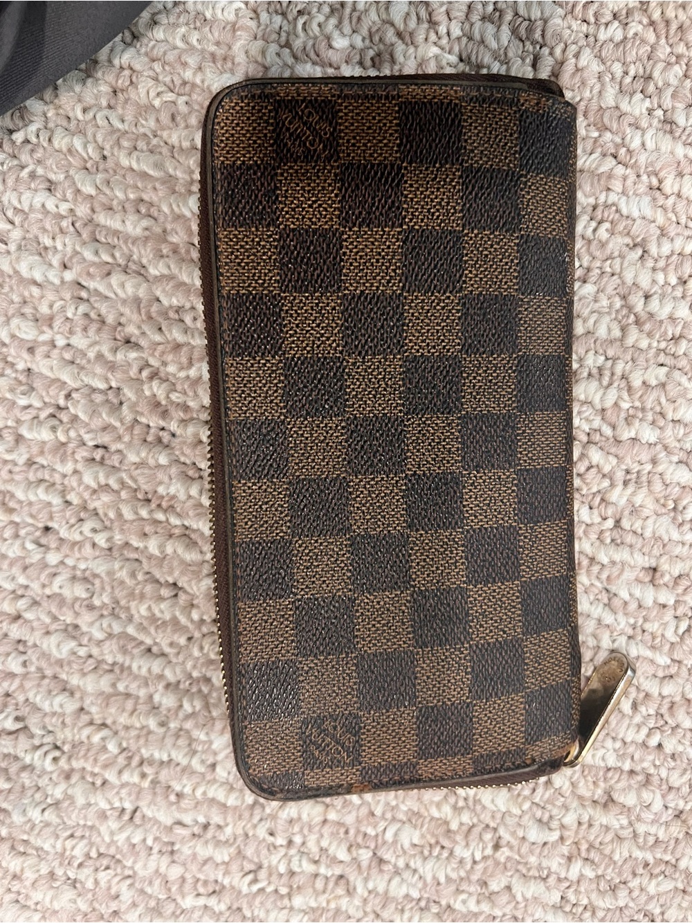 Louis Vuitton Brown Zip-Around Card Wallet with Gold Hardware